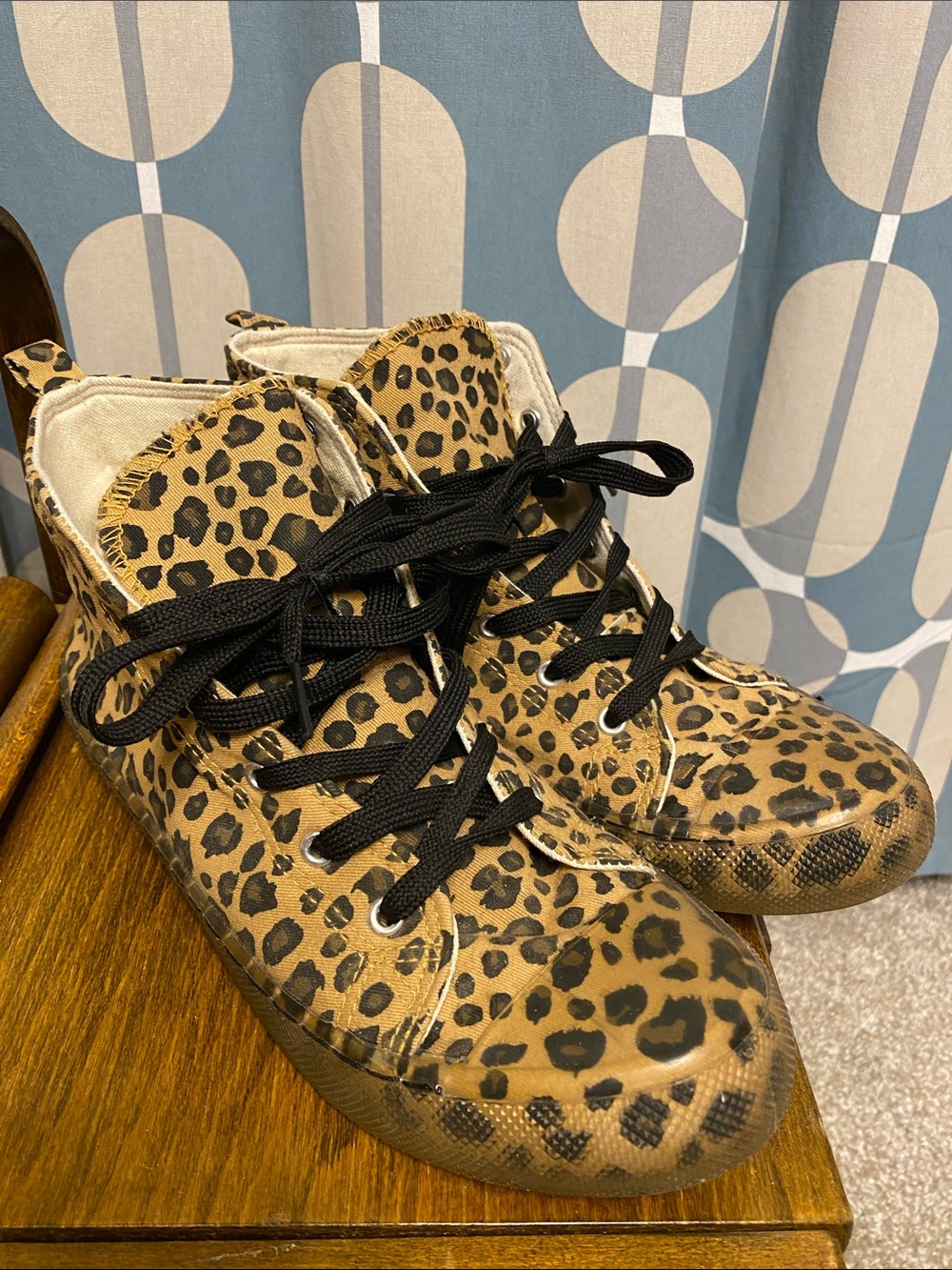 Vintage Havana Leopard High-Top Sneakers in Tan & Black